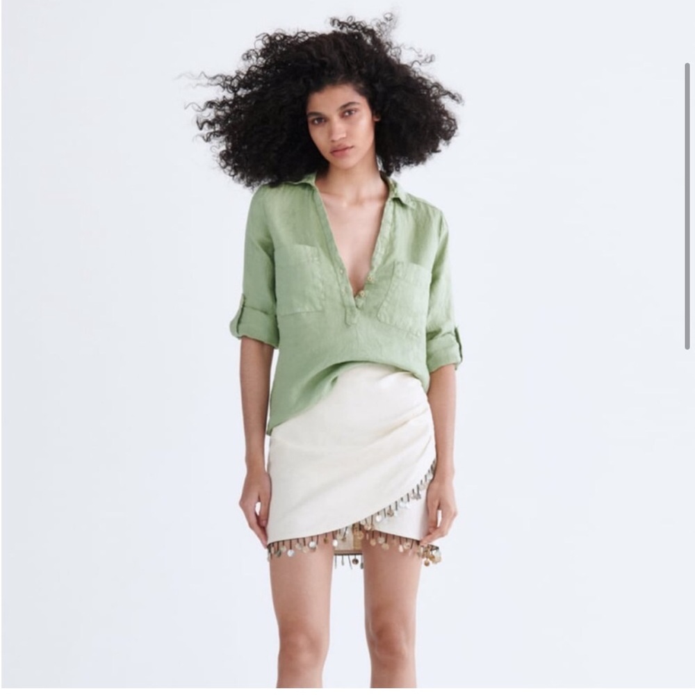 Zara NWT Linen short shirt